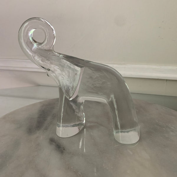 Vintage Kosta Boda Elephant Figurine Swedish Modern Glass Paperweight