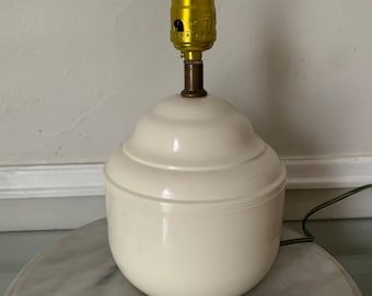 Vintage Short Cream Metal Lamp No Shade