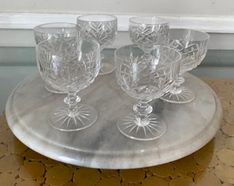 Set of 6 Small Vintage Crystal Port Glasses