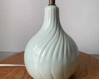 Vintage Light Jade Ceramic Dumpling Lamp No Shade