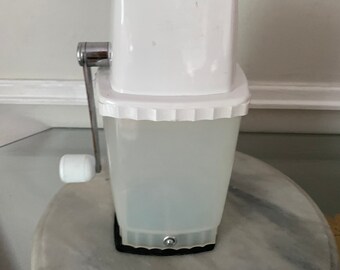 Vintage White Hand Crank SWING-A-WAY Vacuum Base Ice Crusher