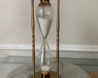 Tall Retro Brass Decorative Sand Half Hour Glass Made in Taiwan