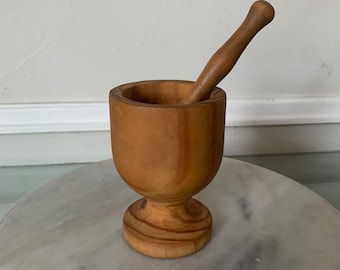 Small Handmade Wood Mortar and Pestle