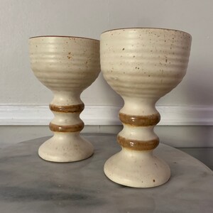 MCM Set of 2 Cream Laurentian Pottery Goblets Made in Canada 6 oz