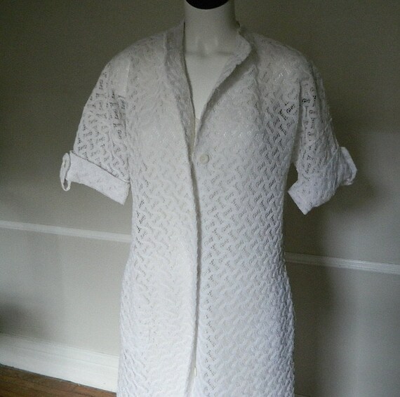 Vintage 60s Beach Thing Sheer White Lace Full Leng