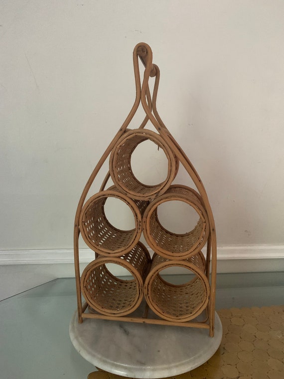 Vintage rattan wine rack hotsell