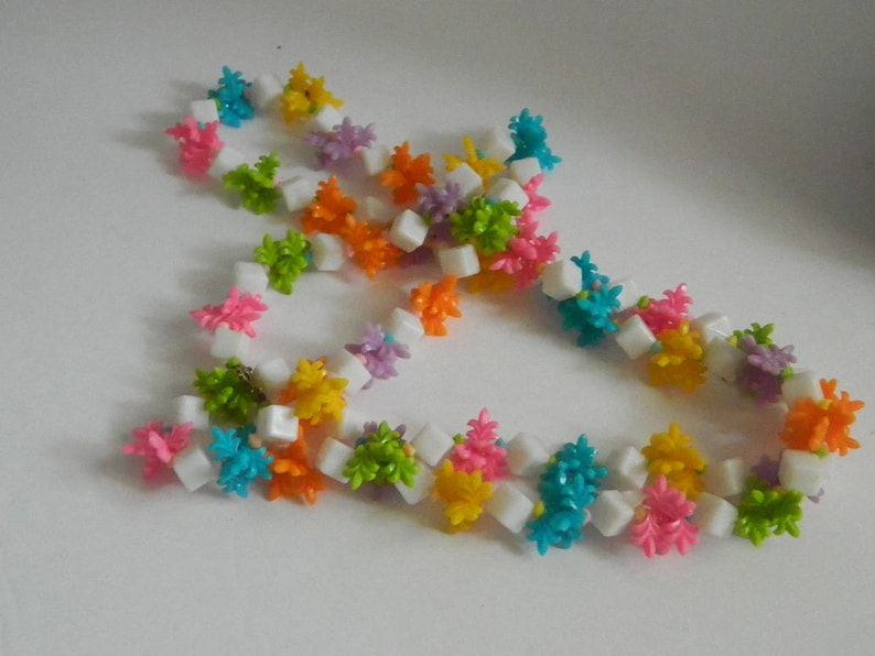 Vintage 1960s Extra Long Colourful Bead Necklace