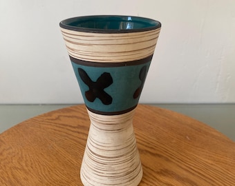 MCM 1950s Scheurich  Keramik W Germany Faux Birch Bark 8" Pottery Vase 244-17