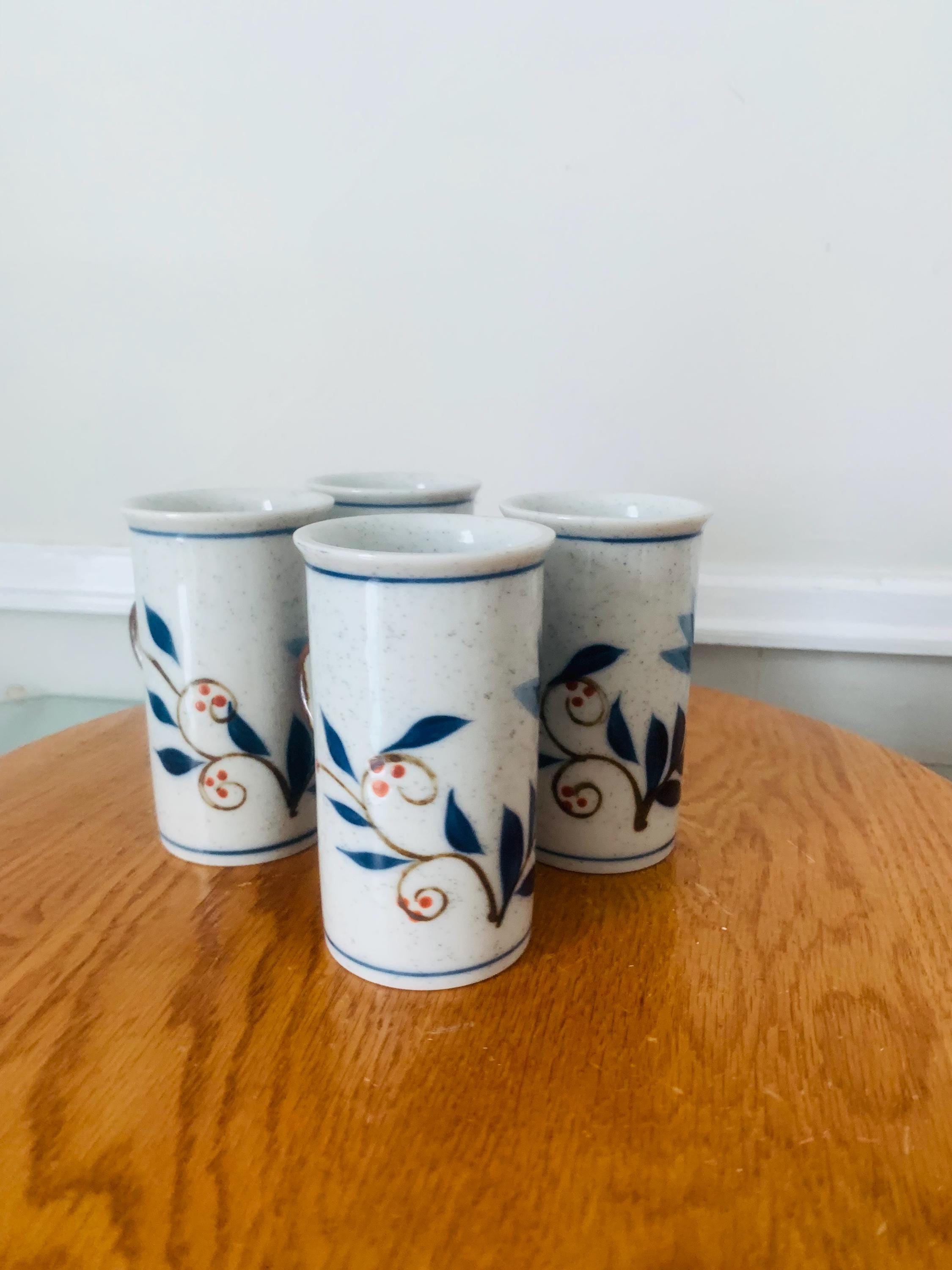 Vintage Hotta Yu Co Peach & Blue Lusterware Hand painted Tea