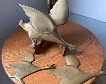 MCM Set of 3 Brass Flying Ducks Wall Hanging