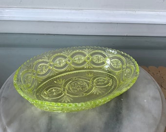 Vintage Green Depression Glass Serving Platter