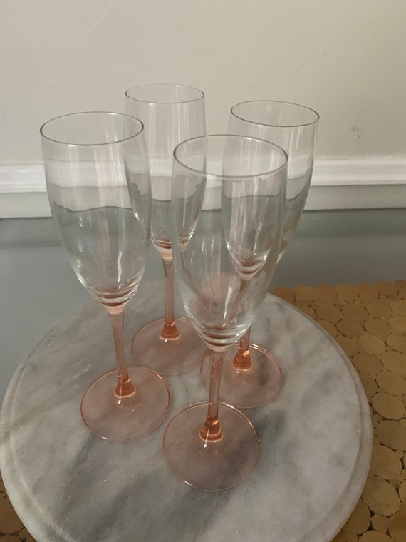 Rose Gold Champagne Flute Glasses, Set of 4