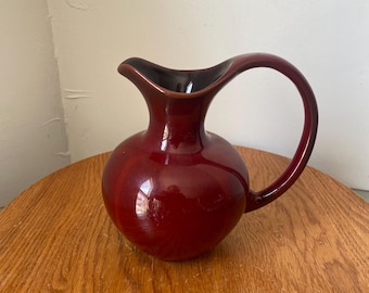 Vintage Small Deep Cherry Pottery Jug with Handle