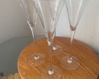Set of 4 Waterford by Marquis Crystal Champagne Flute Etched  display picture 1