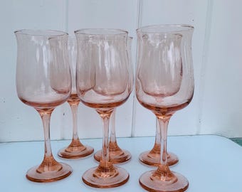 Lot De 6 Flûtes à Champagne Vintage ARCOPAL Modèle Victoria - Verre Transparent Fleuri - Occasion