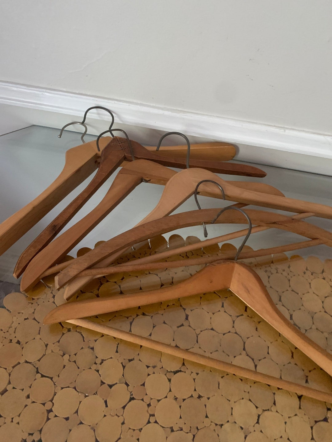50s vintage wood hanger made in usa 5本 Vintage Wood Hangers, Vintage Suits/pants Hangers, Vintage