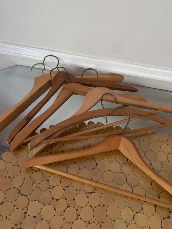 Set of 6 Vintage Wood Suit Hangers - Etsy