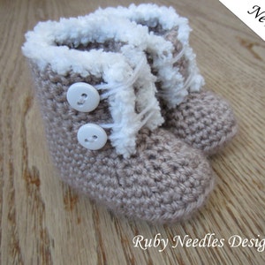 Crochet PATTERN 3 sizes Furrilicious Baby Boots Newborn 6-12 months Toddler Small image 1