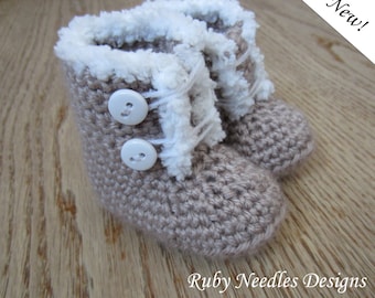 Crochet PATTERN - 3 sizes! Furrilicious Baby Boots - Newborn - 6-12 months - Toddler Small