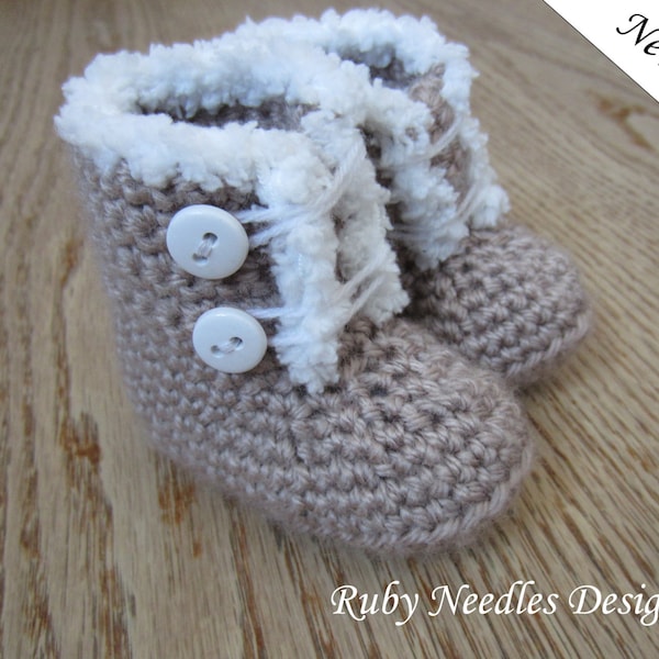 Crochet PATTERN - 3 sizes! Furrilicious Baby Boots - Newborn - 6-12 months - Toddler Small