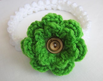Crochet PATTERN - Baby Blossoms Headband - With Flower - Pattern