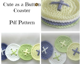Crochet PATTERN - Cute As A Button Coaster *Crochet Pattern*