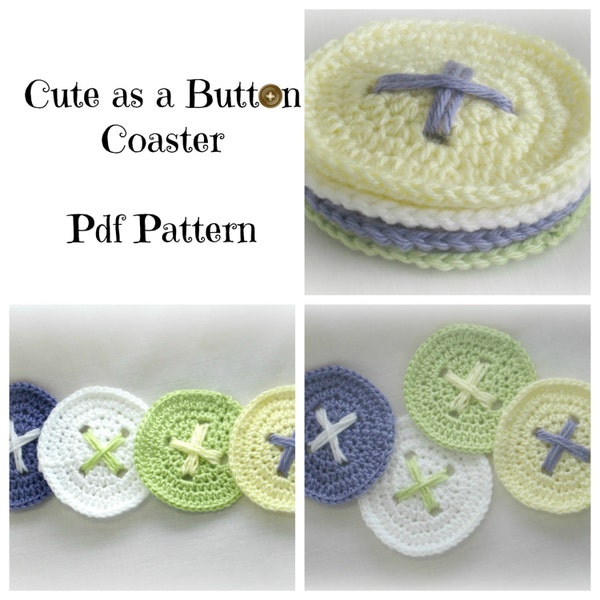 Crochet PATTERN - Cute As A Button Coaster *Crochet Pattern*