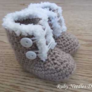 Crochet PATTERN 3 sizes Furrilicious Baby Boots Newborn 6-12 months Toddler Small image 2