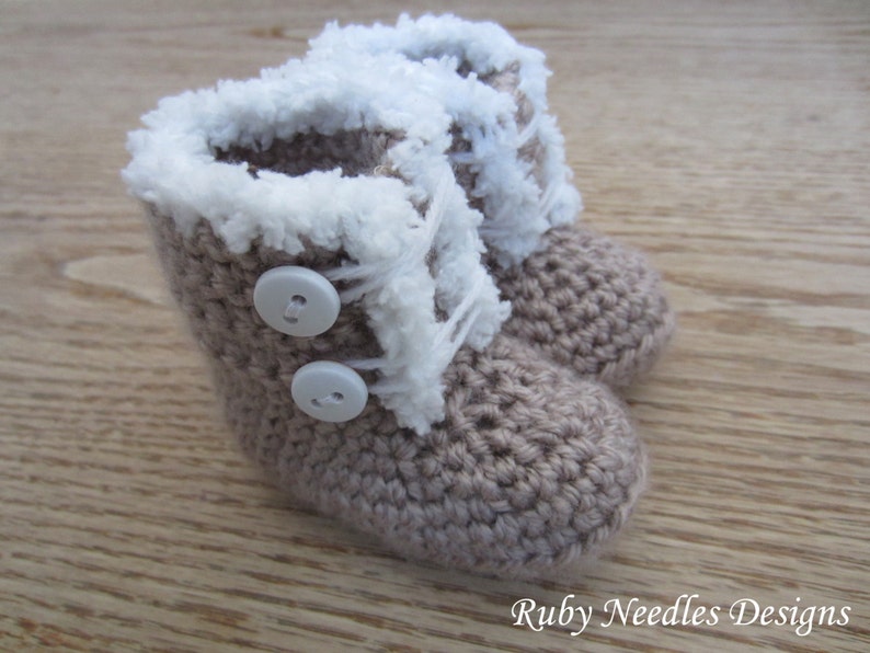 Crochet PATTERN 3 sizes Furrilicious Baby Boots Newborn 6-12 months Toddler Small image 2