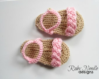 Crochet PATTERN - Braided Summer Sandals - 3 sizes!