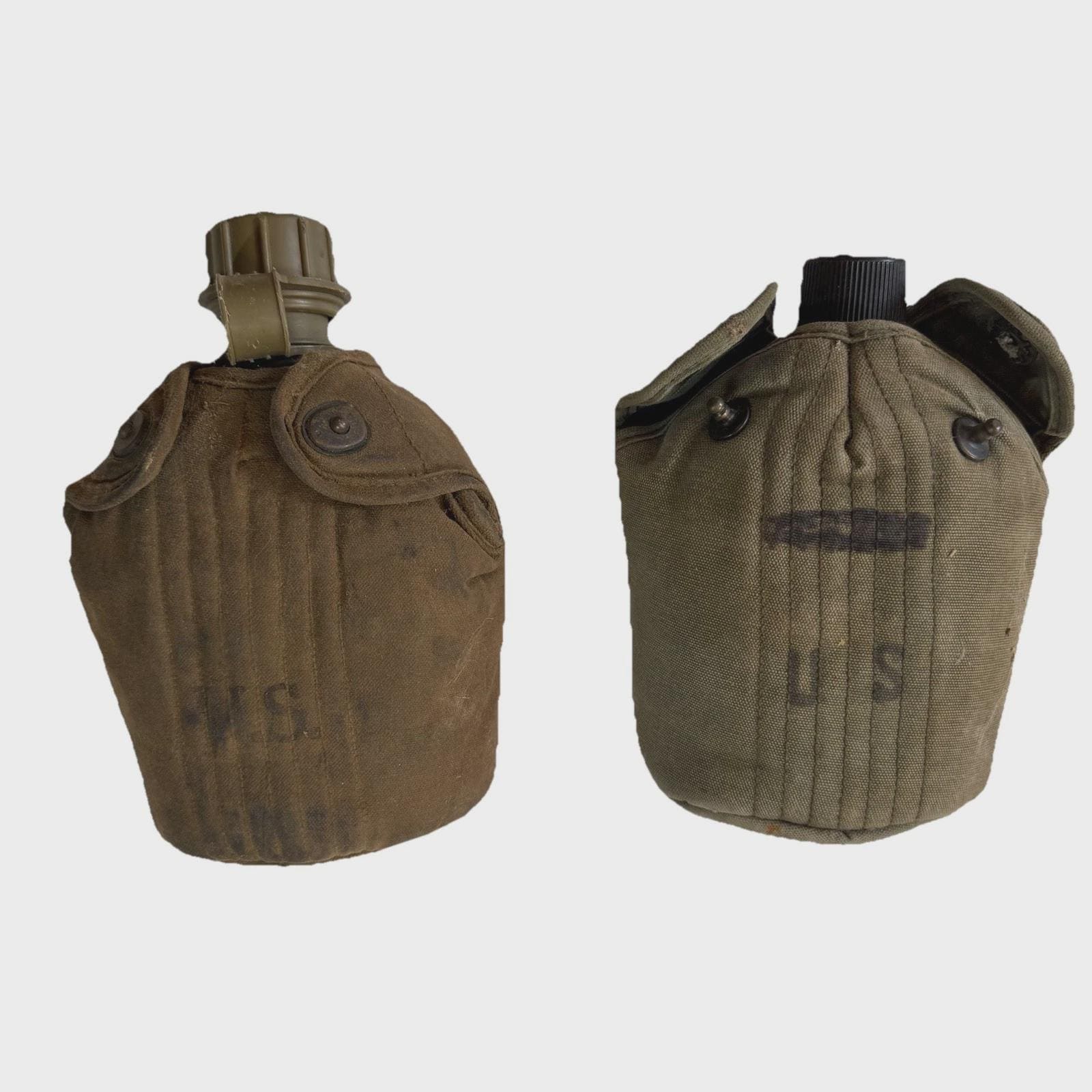 ベトナム戦争時代の米軍水筒セット – 名前入り – M-1910 キャンバス製