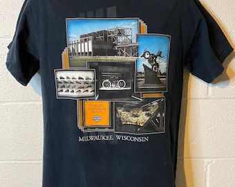 Camiseta vintage desgastada del Museo Harley Davidson de Milwaukee, Wisconsin (talla mediana)