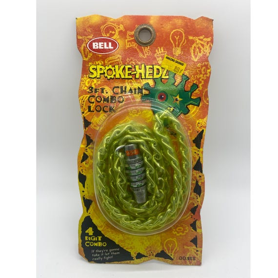 Vintage Bell Sports Spoke Hedz 3 Ft Bike Chain Combo Lock Sealed Yellow Green Etsy