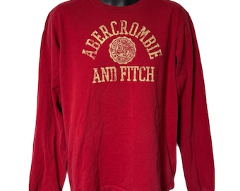 Y2K Abercrombie & Fitch Red Long Sleeve Shirt XL Muscle Fit