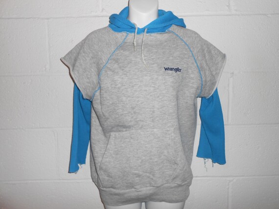 Vintage 80s 90s Wrangler Hoodie Hooded Double Shi… - image 1