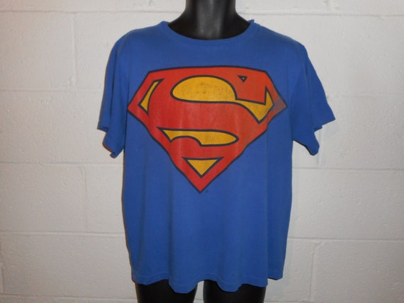 Vintage 80s Distressed Trashed Grunge Superman T-… - image 1