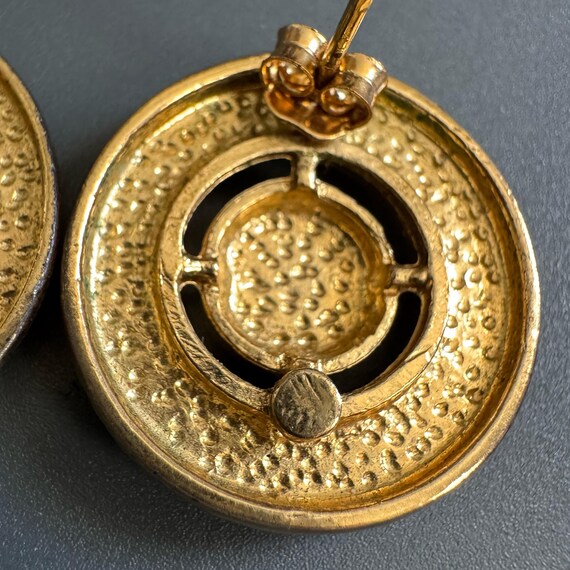 Vtg Round Two Tone Rivet Button Stud Earrings Gol… - image 5