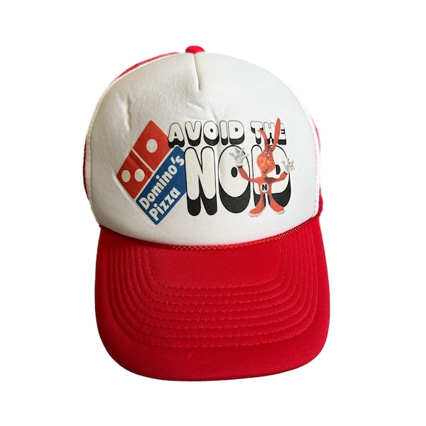 Vintage 90s Dominos Pizza Avoid The Noid Trucker SnapBack Hat Cap Uniform
