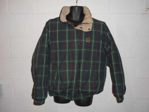 tommy hilfiger plaid puffer jacket