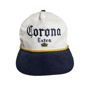 Vintage Corona Extra White Corduroy Rope Snapback Hat Cap READ