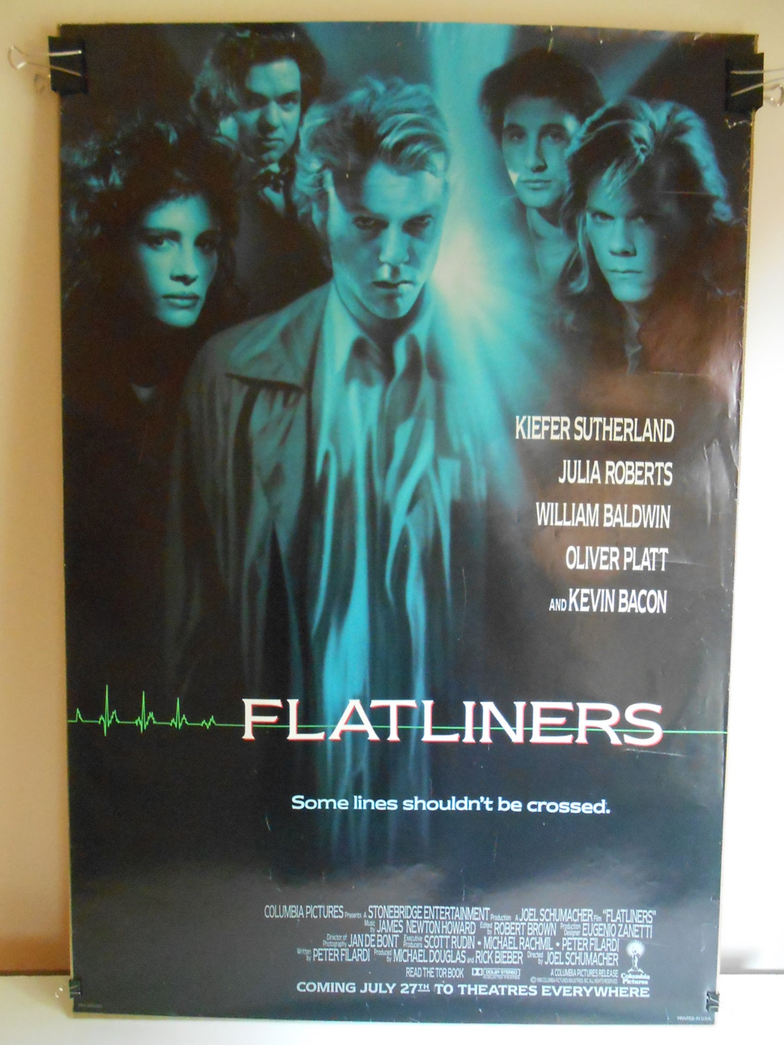 Flatliners 1990 Original Movie Poster Kiefer Sutherland Etsy