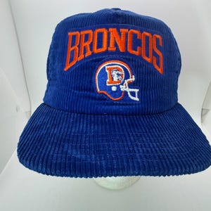 Vintage 80s 90s New Era Corduroy Denver Broncos Snapback Hat Cap
