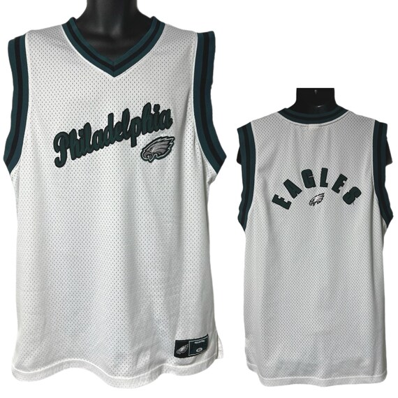 Vintage Philadelphia Eagles White Basketball Style Jersey NFL Size Large Etsy