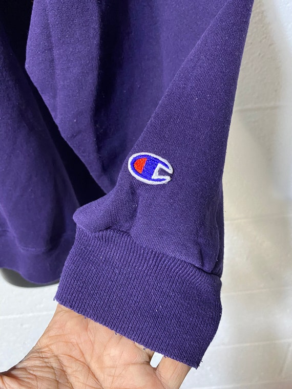Vintage 90s Purple Champion Script Sweatshirt XL - image 6