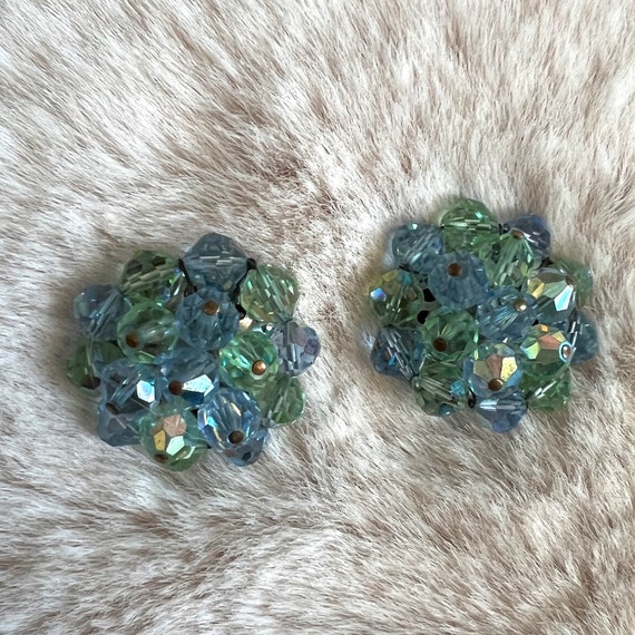 Vintage Laguna Blue Green Crystal Acrylic Beaded … - image 8