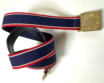 ANNE KLEIN Vintage Lion Belt S/M Red Enamel Buckle Leather Accessocraft Saks Anne Klein Leather Red Belts for Women for sale | eBay main image 2