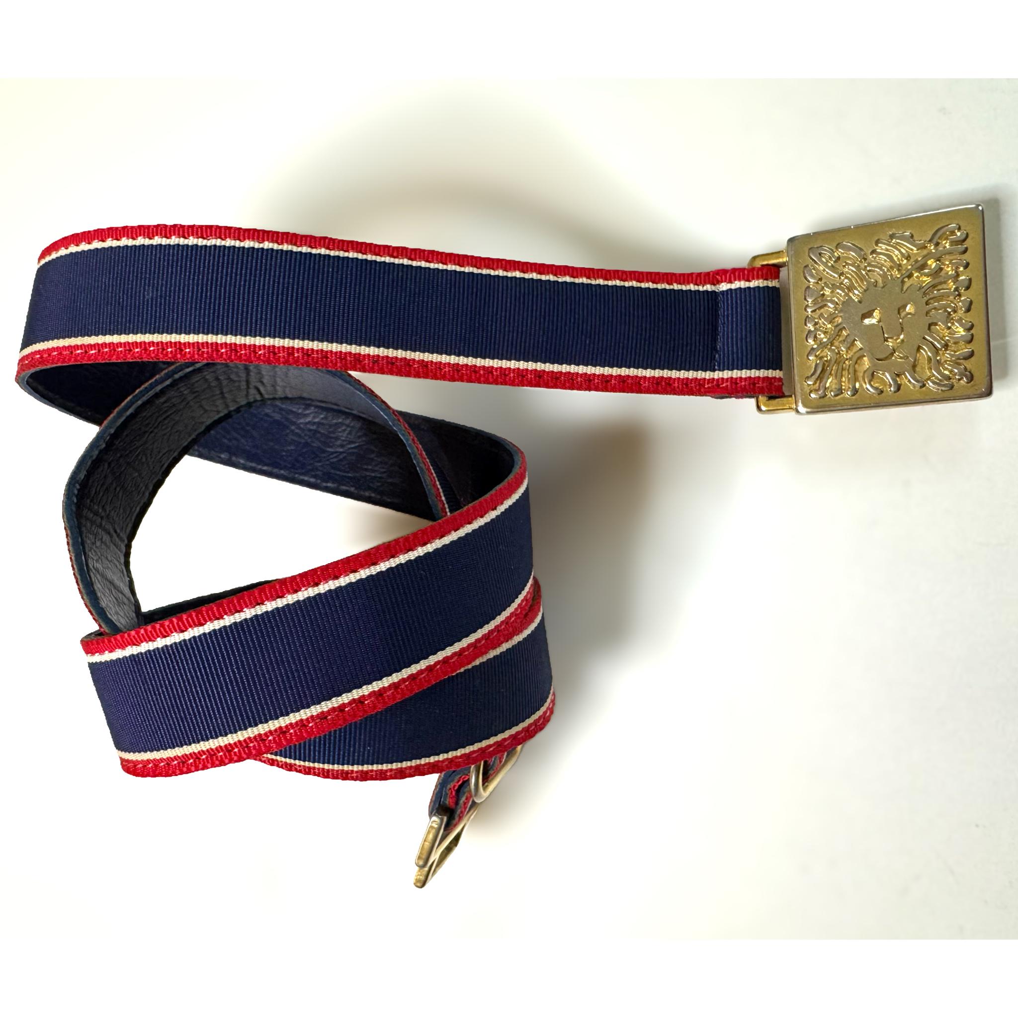 Vtg 1976 Anne Klein Accessocraft NYC Gold Lion Buckle Ribbon Belt Red White Blue Vintage Anne Klein 1976 Accessocraft NYC Gold Lion Buckle  main image 2