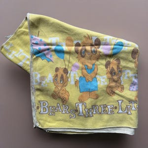 Vintage Drei Kleine Bären Flanell Gelb Empfang Decke Sicherheits Blankie