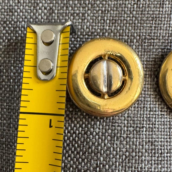 Vtg Round Two Tone Rivet Button Stud Earrings Gol… - image 7