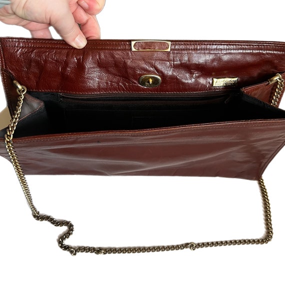 Vintage Bellido Brown Leather Purse Handbag Pocke… - image 3